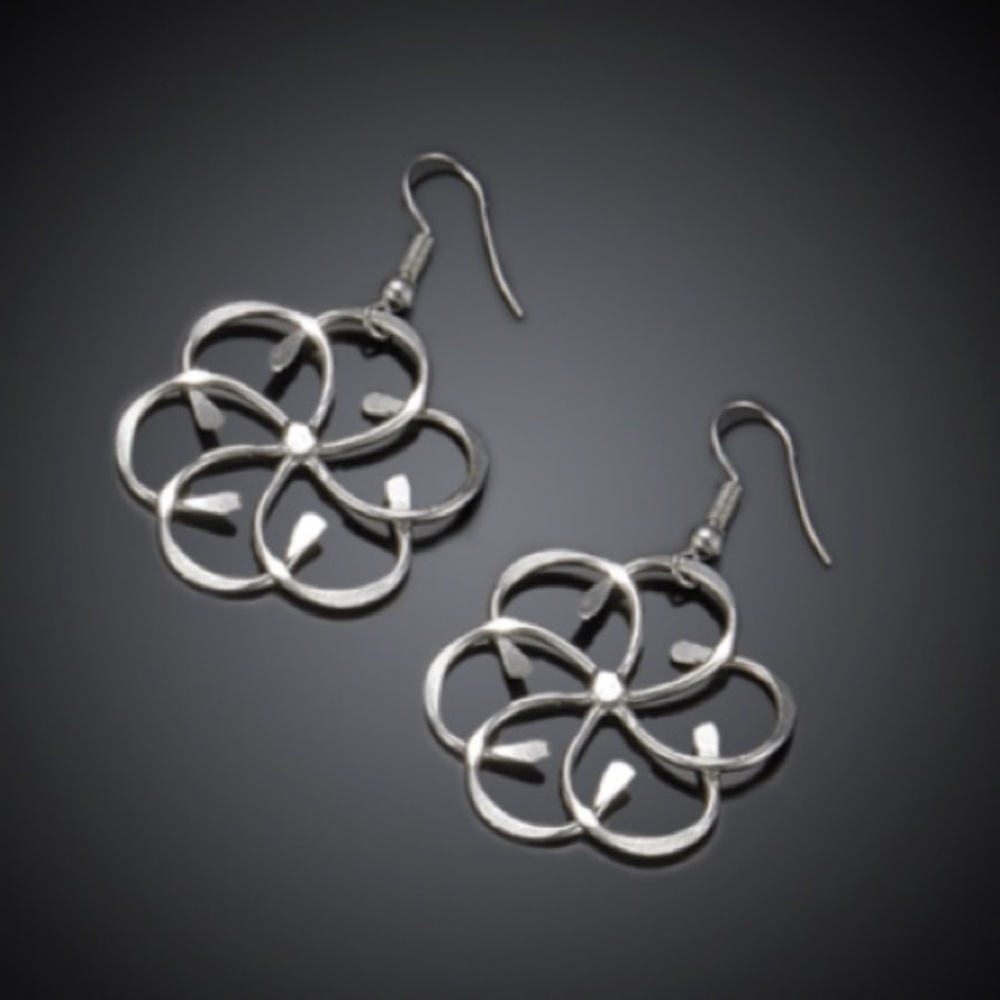 RESTOCKED! Hammered Silver Floral Scroll Earrings